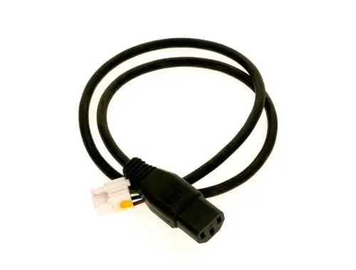 Schwarze Netzanschlussleitung von Bosch mit einem Kaltgerätestecker und einem zusätzlichen Anschlussstecker, geeignet für elektrische Geräte.